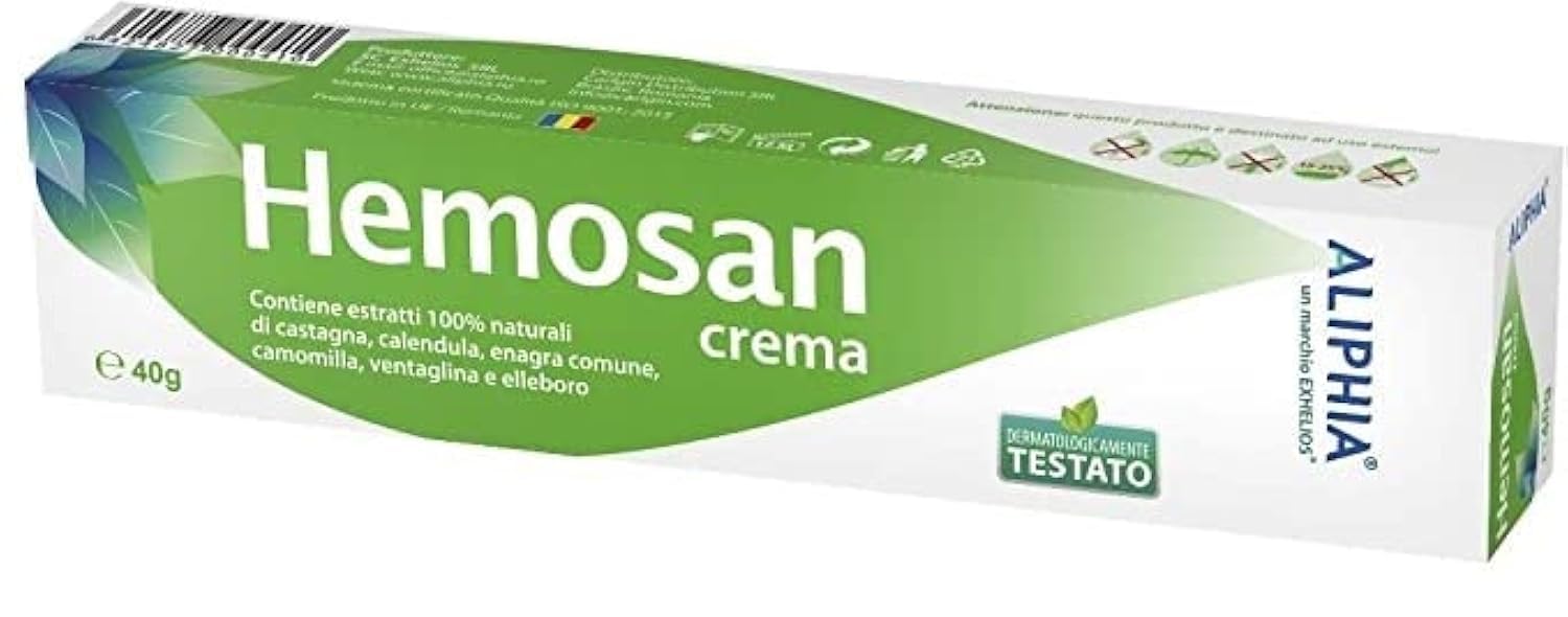 HEMOSAN Cream 40g - Anti Hemorrhoids & Piles, Anal Fissures, Anal Eczemas - Natural Plant Extracts of Chestnut, Marigold, oenothera biennis, Chamomile, alchemilla and Hellebores