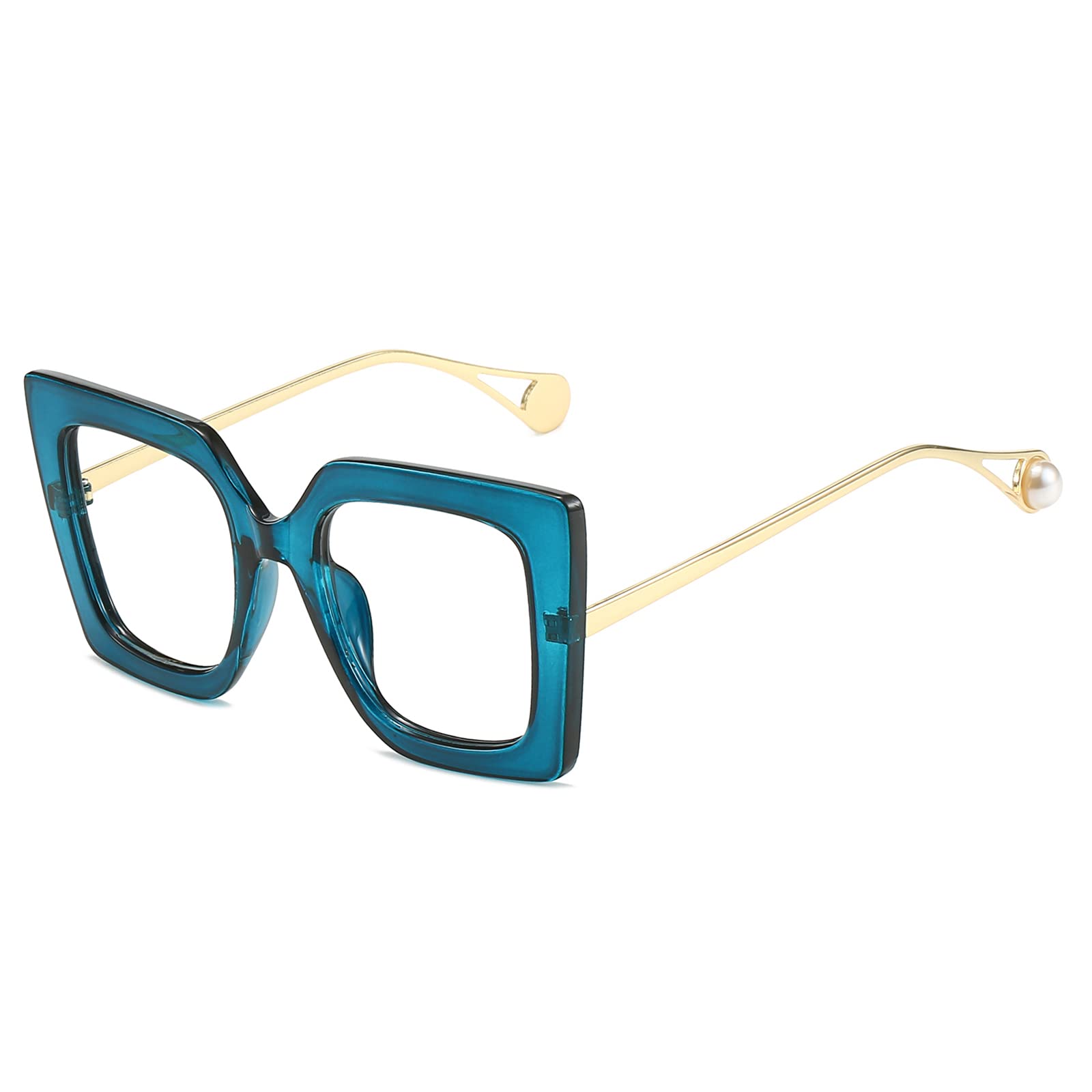 LJCZKA Blue Light Blocking Glasses Square for Women, Oversized Square Computer Glasses Metal Temple, Anti-Glare, Eye Strain & Headache — image 1
