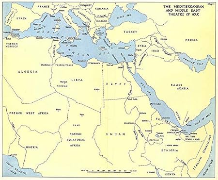 The Mediterranean And Middle East Map Amazon.com: WORLD WAR TWO. Mediterranean & Middle East Theatre 