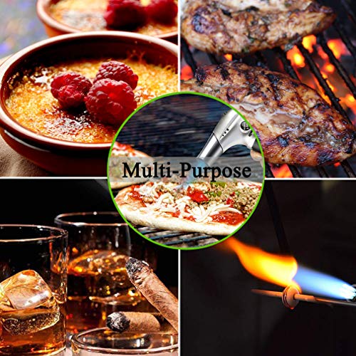 Culinary Kitchen Blow Torch,Chef Cooking Butane Torch Lighter Mini Craft Blowtorch Refillable Adjustable Flame Safety Lock for Creme Brulee/Baking/BBQ/DIY Soldering by SUNRICH(Butane Gas Not Included) - Thumbnail 5