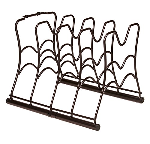 (Bronze) Kitchen Storage Solutions Cabinet Pan Rack Organizer Kitchen Shelves Pot Rack Pot Holder for Roasting Frying Pans Fits Inside Your Cabinet Pot Hangers Kitchen Organizers - Image 4