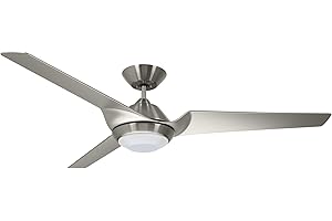 Luminance CF275BS Kathy Ireland Home Sweep Eco 60 Inch Ceiling Fan with Light Kit, Brushed Steel