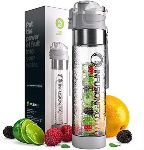Infusion Pro Water Infuser Bottle – 24 oz infused water bottle bpa free | Premium Leak Proof Tritan Plastic with Bottom Infusing Design | Flip Top Locking Spout