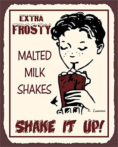 Malted Milk Shakes Vintage Diner Retro Tin Sign
