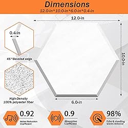 DEKIRU 12 PACK White Acoustic Panels, Sound Proof