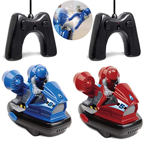 Black Series RC Head-to-Head Speed Bumper Cars 2-Player Game Set Red vs. Blue for Kids, Remote Control Multiplayer Action Arcade Vehicles with Ejectable Drivers and Real Rubber Tires, Battery Powered