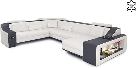 Bullhoff By Giovanni Capellini Ledersofa Xxl Wohnlandschaft Leder Weiss Grau Sofa Couch U Form Ledercouch Eckcouch Ecksofa Designsofa Mit Led Licht Beleuchtung Berlin Amazon De Kuche Haushalt