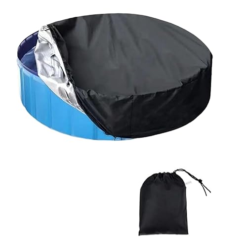 Round Swimming Dog Pool Cover - Foldable UV Resistant Accessories for Paddling Pool for kids, Dustproof Waterproof Scratch-Proof Hot Tubs Cover, Garden Outdoor Plastic Inflatable Tubs Lid