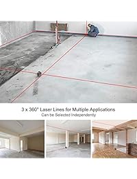 Huepar 3D Nivel láser autonivelante 3x360 Línea de cruz roja Línea de nivelación y alineación de tres planos de tres niveles Herramienta láser   Dos líneas de 360 ??° vertical y una horizontal de 360 ??°   Base de pivote magnética 603CR