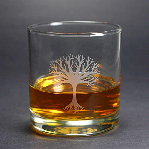 TREE Lowball Glasses set of 2 - Dishwasher-safe etched whiskey glass - Thumbnail 2
