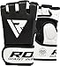 RDX MMA Gloves Sparring Martial Arts Grappling Cowhide Leather Training UFC Cage Fighting Combat Punching Bag Gel Mitts,Black,X-Large