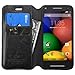 Wydan Leather Card Holder Wallet Case with Stylus Pen and Screen Protector for Motorola Moto G 2nd Gen - Black