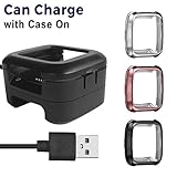 Kartice Compatible with Fitbit Versa Charger with case [1+3 Pack] Charger Docking Station and Fitbit Versa Protective Case Bumper Protector kit