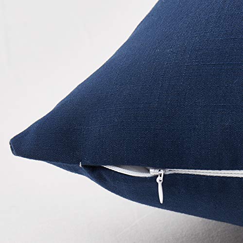 MoMA Decorative Throw Pillow Covers (Set of 2) - Linen Blend Pillow Cover Sham Cushion Cover - Throw Pillow Cover - Sofa Throw Pillow Cover - Square Decorative Pillowcase - Navy Blue - 18" x 18" - Thumbnail 3