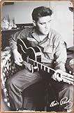 Elvis Presley Play Guitar, Metal Tin Sign, Vintage Style Wall Ornament Coffee & Bar Decor, Size 8