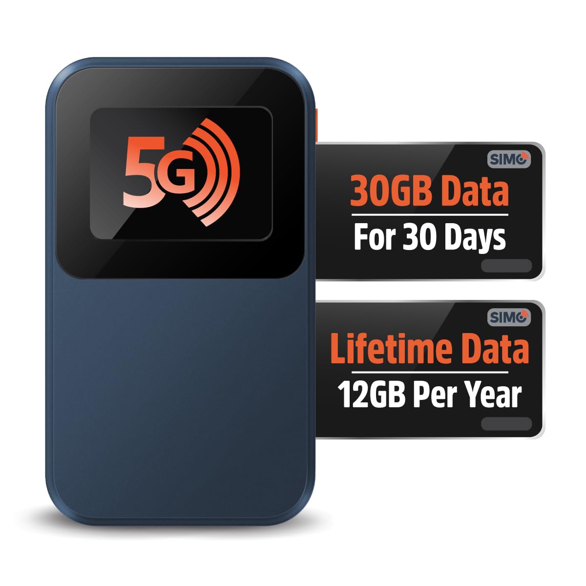 SIMO Solis Edge, 5G WiFi Hotspot with 1GB/Monthly + 10GB Global Data