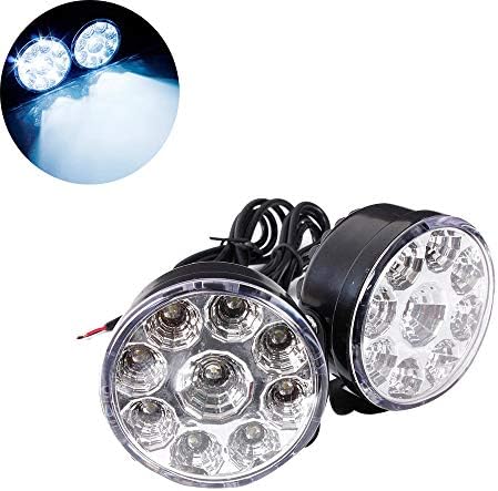 HEHEMM 2Pcs White 12V 4.5W 9 LED DRL Round Daytime Running Light