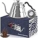 Pour Over Coffee Kettle with Thermometer-Flow Gooseneck Tea Kettles-Brew Barista-Standard Hand Drip Coffee Suitable all Stovetops and Induction, BPA Free,Father's Day Gift (Silver 34oz)