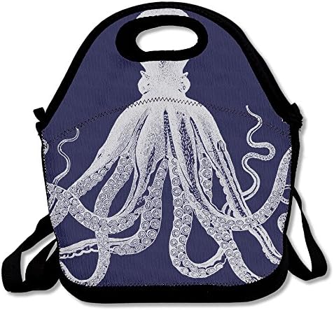 DASENCO Octopus 100% Polyester Zipper Portable Lunch Picnic Handbag Bag Waterproof Insulated Food Container School Office Travel Outdoor Work Lunch Bag Tote