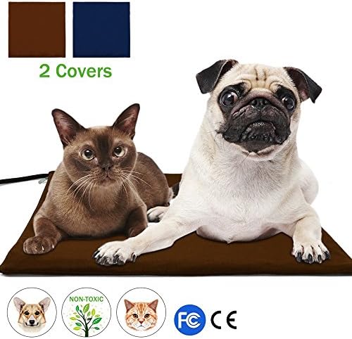 Pet Heating Pad, NuoYo Warming Pet Heat Mat for Dogs and Cats with 7 Adjustable Temperature Chew Resistant Cord Soft Removable Waterproof Electric Cover Overheat Protection (Large 19.7"x19.7")