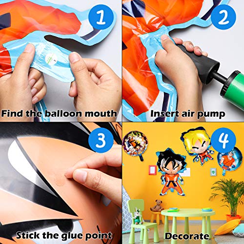PANTIDE 10Pcs Dragon Ball Z Balloons, Double Sided DBZ Super Saiyan Goku Gohan Character Party Decorations, Birthday Celebration Foil Balloon Set, Dragon Ball Z Birthday Party Supplies Party Favors - Thumbnail 2