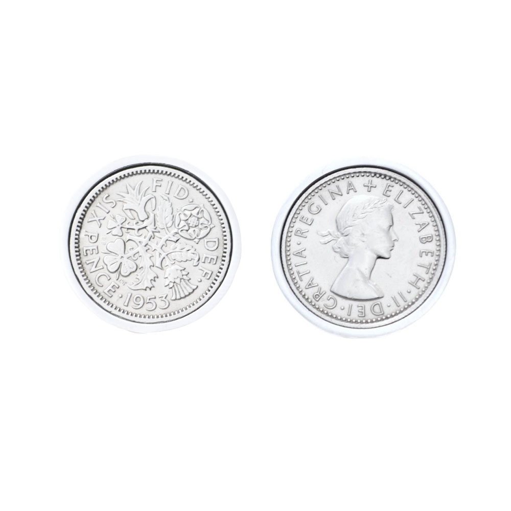 Polished Sixpence Cufflinks | 1953 Anniversary 1953 Coins 73rd Birthday