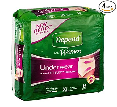 Depend Underwear for Women, Maximum, Extra Large, Case/60 (4/15s)