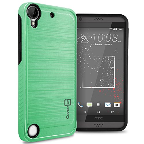 HTC Desire 530 Case, HTC Desire 630 Case, CoverON [Chrome Series] Hard Faux Brushed Metal Protective Hybrid Phone Cover Case for HTC Desire 530 / Desire 630 - Teal