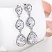 EVER FAITH Women's White Cubic Zirconia Elegant 3 Teardrop Dangle Earrings Wedding Jewelry for Bridal