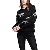 Women Y2k Sweaters Vintage Tiger Print Long Sleeve Pullover Sweater Fall Knitwear Streetwear