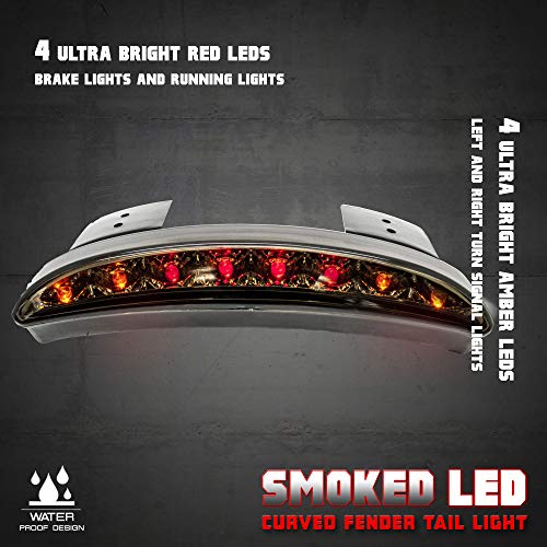 Stark 16-LED Motorcycle Chopped Rear Fender Edge LED Brake License Plate Tail Light Stop Running Light Turn Signal Lamp for Harley Sportster XL883N 1200N XL1200V XL1200X (Smoked Black) - Thumbnail 4