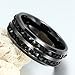 Men's Women's 8MM Wedding Bands Engagement Ring Stainless Steel Channel CZ Promise Rings for Him Black Size 8