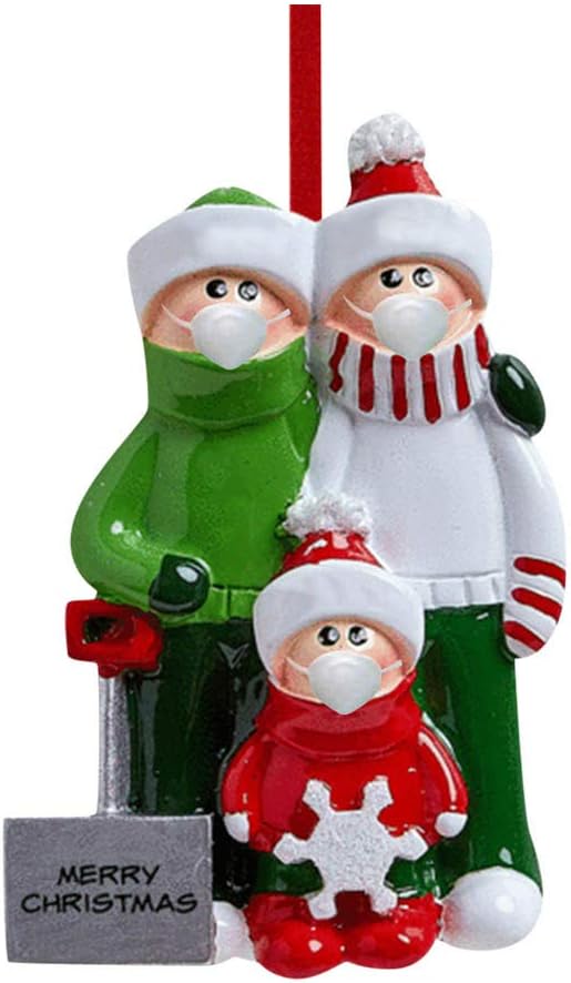 MALLOOM MALLOOM Christmas Ornaments 2020 Quarantine Survivor Customized Personalized 3-6 Family Members Name Christmas Tree Decoration Party Hanging Gift (Family of 3)