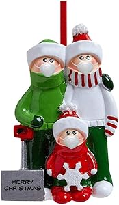 MALLOOM MALLOOM Christmas Ornaments 2020 Quarantine Survivor Customized Personalized 3-6 Family Members Name Christmas Tree Decoration Party Hanging Gift (Family of 3)