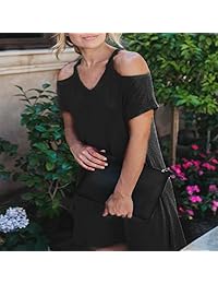 BOSSAND - Vestido de verano para mujer con cuello en V y hombros descubiertos