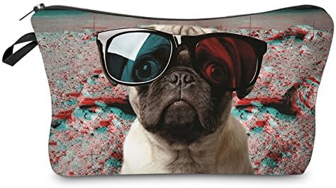 HELLATHUND Girls Boys Children Pencil Case Unicorn Stationery Pouch School Pen Pencil Organiser Funny Cute Office Make up Bag (glasses pug)