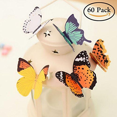 20 PCS 3D Butterfly Removable Mural Wall Stickers Wall Decal for Home Decor (60pcs)