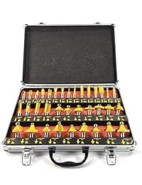 Juego de 35 brocas para ruteadora; kit de brocas de carburo de 1 2" pulgada con mango de media pulgada; incluye caja de aluminio
