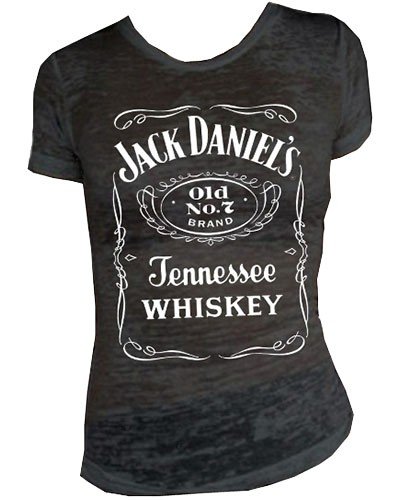 Jack Daniels Women's Daniel's Burnout Short Sleeve Tee Black X-Large