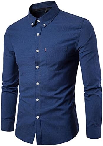Men's Dress Shirts Slim Fit Long Sleeve Solid Buttondown Collar Dress Shirt Top