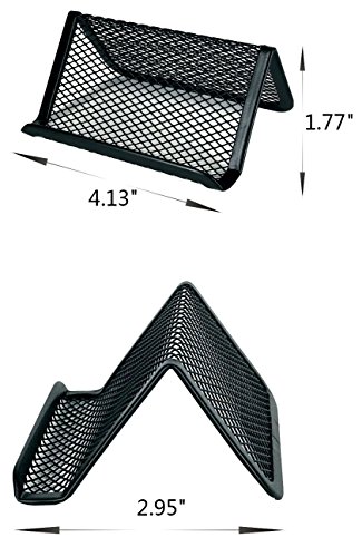 Outrip 4 PCS Mesh Metal Business Card Holder for Desk, Black Office Mesh Business Name Card Organizer Holds 50 Cards (4pcs,Black)