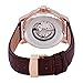 Lucien Piccard Men's 'Nebula' Stainless Steel and Leather Automatic Watch, Color:Brown (Model: LP-15156-RG-02S-BRW)