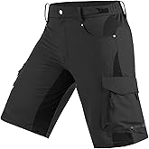 Cycorld Men's Mountain Bike Shorts: Loose Fit Stretch Cargo Shorts with Zipper Pockets for Cycling Hiking Casual Quick Dry
