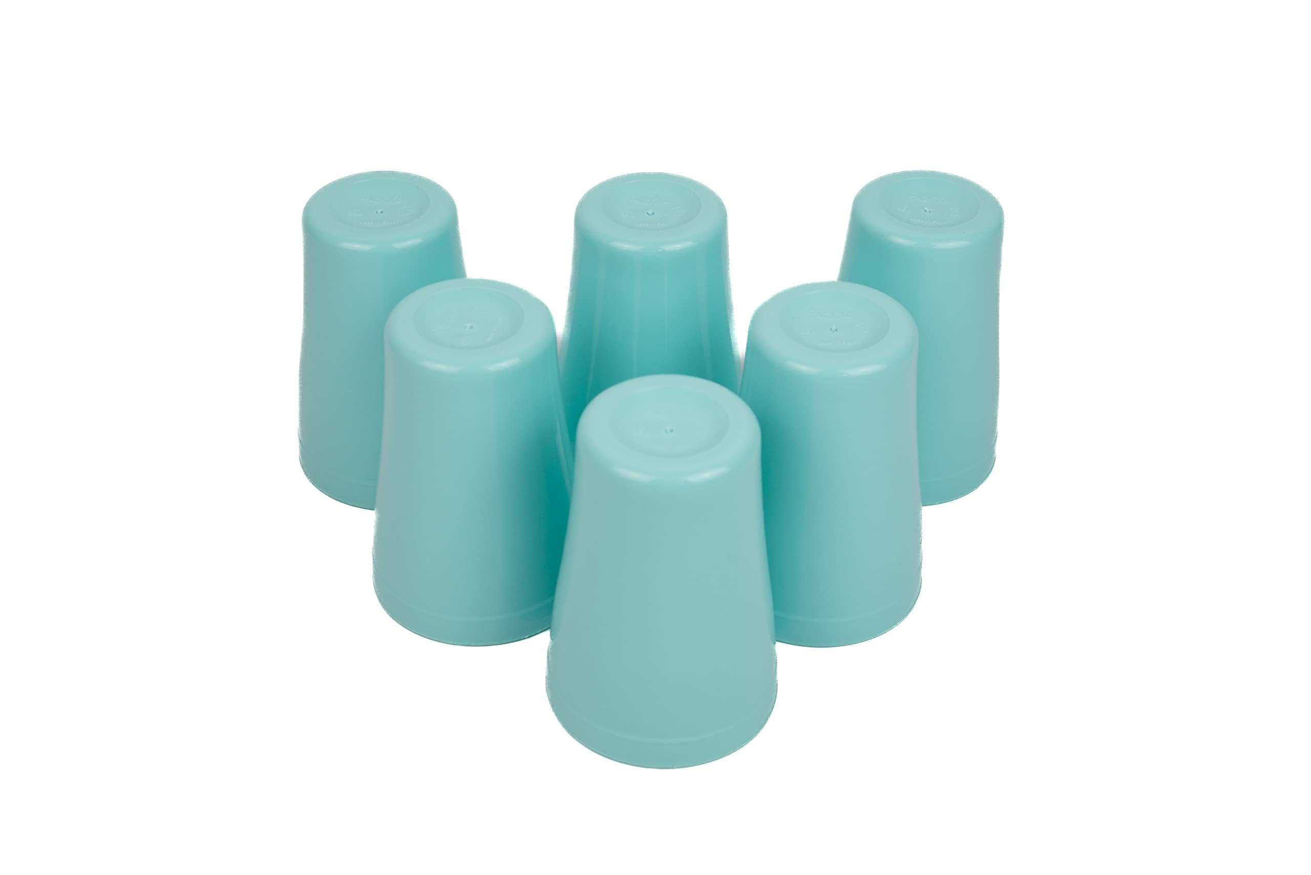 Buzztrove Reusable Unbreakable Plastic Cups Durable Plastic Drinking Cups Tumblers Set for Kitchen Outdoor Parties Picnics BBQ’s Travels Dishwasher & Microwave Safe (Set of 6) (300ml, Turquoise)