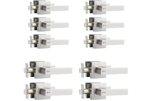 Probrico 10 Pack Satin Nickel Door Locks for Bedroom and Bathroom,Privacy Function Contractor Pack,Square Lockset Leverset Modern Style,Interior Door Handles Heavy Duty