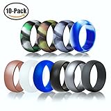 Silicone Wedding Ring Excercise Band Premium Medical Grade Wedding Bands for Men Women Kids Durable Comfortable Antibacterial Rubber Rings 10 Pack Classic Style By BUSHIBU