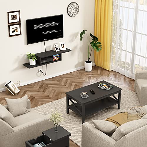 ChooChoo Floating TV Unit, Wall Mount Entertainment Center Media Console for Living Room