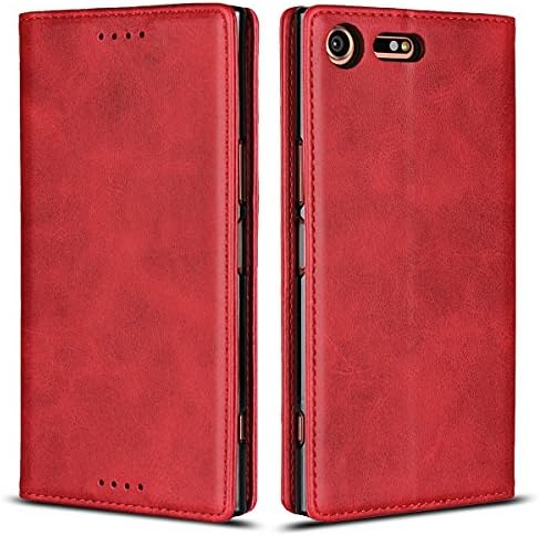 Cavor Sony Xperia XZ Premium Case, Sony XZ Premium Wallet Case, Premium PU Leather Flip Folio Case,Magnetic Closure，Stand Function with Card Slots/Cash Compartment for Sony Xperia XZ Premium-Red