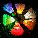 Inngree LED Badminton Birdies, LED Colourful Shuttlecock Dark Night Goose Feather Glow Birdies Lighting Outdoor Indoor Sport Activities (Colourful-6pcs)