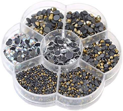 3000 pcs hotfix Crystals Mixed Colors Mixed Sizes Glass Rhinstones Flatback Hot Fix Stones(Gold)